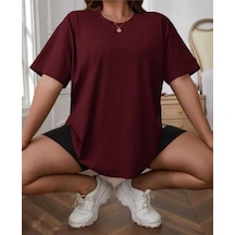 Kozia Outdoors Malkoçbey Baskisiz Oversize Unisex Basic T-shirt Bordo
