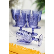 Akrilik Mavi 6'lı Kadeh & Su Meşrubat Kahve Yanı Bardağı 450 ML (Cam Değildir)