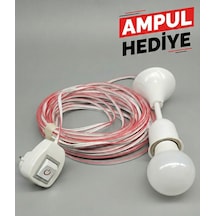 Tak-çalıştır 50 Metre Pratik Anahtarlı Fişli Duy Seti Uzatma Kablolu Seyyar Aydınlatma 1