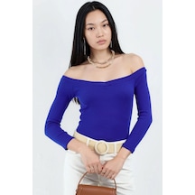 Hiccup Busem Slim Fit Fitilli Crop Bluz Fas Mavisi