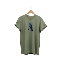 Widi A Lacivert Baskılı Haki T-shirt Haki Yeşil