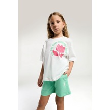 Kız Çocuk Krem Şort Takım Us2094 KREM