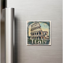 İtalya Italy - Posta Pulu Temalı Ülke - Baskılı Buzdolap Magneti Kare - 9x9 Cm