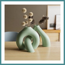 Trendexa 3d Baskı Interlocking Vazo - İç İçe Geçen Dekoratif Vazo-mint Mac