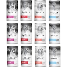 Molly 4 Çeşit Karma Köpek Konservesi 400 G X 12 Adet