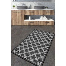 Chain Banyo Halısı Djt 70X120 Cm Beyaz - Siyah