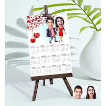 Bk Gift Kişiye Özel 15x21 Cm Fotoğraf Kartlı Sevgililer Karikatürlü Şövaleli 2023 Takvim -4