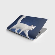 Laptop Sticker Notebook Kaplama Etiketi Beyaz Kedi