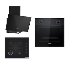 Bosch HBF512BB1T - POP6C6P30O - DWK63PJ60T Siyah Ankastre Set
