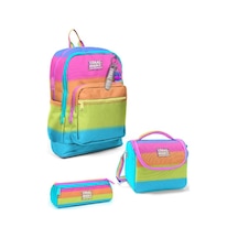 Coral High Goshopya Renkli Çizgili 3 Lü Okul Çanta Seti Goset0123770 Çok Renkli