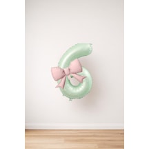 Pembe Fiyonk & Adaçayı Yeşili Rakam 6 Folyo Balon Seti Yeşil
