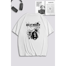Unisex Kadın Erkek Night Mares Spiders Baskılı Özel Tasarım Oversize T-shirt Beyaz Mck0179 Beyaz
