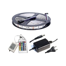 5 Mt Rgb Şerit Led Iç Dış Mekan Slikonlu Set Adaptör Uzaktan Kuma Beyaz
