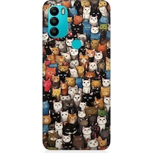 General Mobile Gm 21 Plus Uyumlu Sevimli Komik Kedi Suratları Desenli Silikon Kılıf