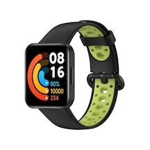Newface Xiaomi Redmi Watch 2 Spor Delikli Kordon - Siyah-yeşil