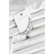 Mey İthalat Pirinç Gümüş Renk Kadın Set Küpe - Özel Seri Meyeb68c193e64265981bb805e573