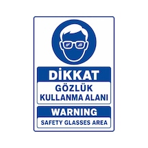 Dikkat Gözlük Kullanma Alanı 21x30cm Pvc Isg Levha