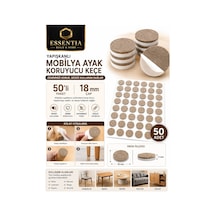 18 Mm Yapışkanlı Mobilya Ayağı Keçesi 50'li Sessiz Kullanım Ve Zemin Koruyucu Kahverengi