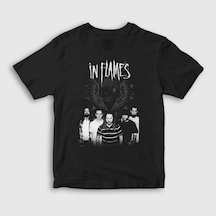 Presmono Unisex Çocuk Band In Flames T-shirt Siyah