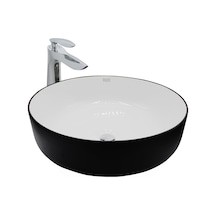 Paluci Azra White Black Yuvarlak Lavabo Sırlı