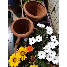 2 Li Takım Toprak Saksı 25 22cm-20 17 Cm , Pişmiş Toprak Terracotta 2 Adet