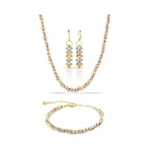 Forentina Dorika Kolye Küpe Bileklik Set  Ps1363 Çok Renkli