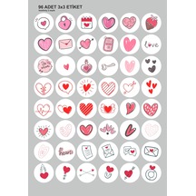 Sevgililer Günü Valentines Day Temalı Sticker Seti 96'li Etiket