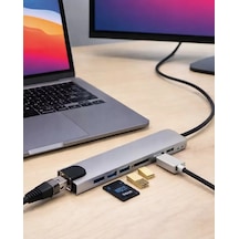 8 Port Type C Hub Usb Hdmı Rj45 Sd Tf Kart Okuyucu Çoklayıcı