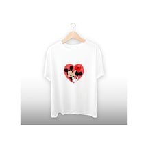 Fare Sevgililer Detaylı Unisex Tişört Beyaz