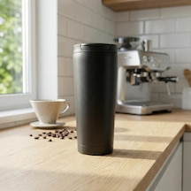 400 Ml Siyah Termos Kupa - Çift Katmanlı Paslanmaz Çelik Seyahat Bardağı Travel Mug - 4-6 Saa Diğer