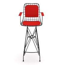 Knsz kafes tel bar sandalyesi 1 li zengin syhkrm kolçaklı sırt minderli 75 cm oturma yüksekliği ofis cafe bahçe mutfak