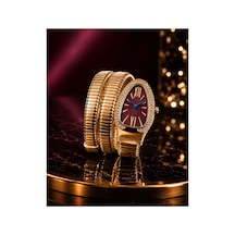 Yılan Model Kadın Kol Saati Her Bileğe Uyumludur Gold-bordo - 288676467 Rose Gold