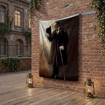 Bastonlu Atatürk Portresi Poster Bayrak Raşel Kumaş 100x150 Cm Ata78 Diğer