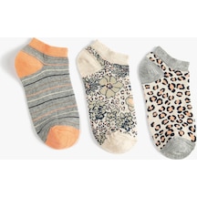 Koton Leopar Desenli 3'lü Patik Çorap Seti Multıcolor 4wak80106aa 4WAK80106AAMIX Mavi