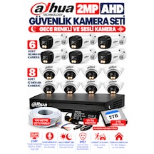 14'lü 2mp Ahd Full Color Renkli Gece Görüş Sesli Kamera Seti 8 İç - 6 Dış Mekan Kamera