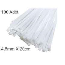Beyaz Plastik Cırt Kelepçe 4.8x20cm Kablo Bağı Elektrik Kablosu 1