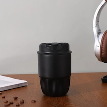 Elmpaly Siyah 260ml 316 Paslanmaz Çelik Kahve Termosu Sızdırmaz Seyahat Bardağı Sıcak Soğuk İçecekler İçin Siyah