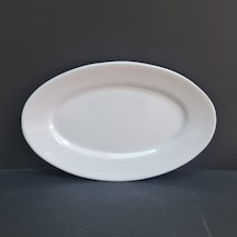 2 Adet Standart Melamin Oval Kayık Tabak Orta Salata Tabağı 34x22 Cm - Beyaz Beyaz