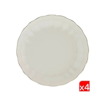 Kütahya Porselen Bone Luz Altın File Çukur Tabak 20cm 4 Lü Çok Renkli