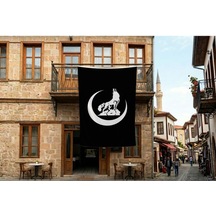 Bozkurt Hilal Siyah Bayrak 140gr Premium Raşel Kumaş 300x450cm Diğer
