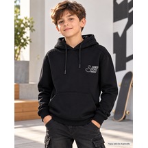 Ta&ce Kids Ta&ce Kıds Erkek Çocuk Kapüşonlu Sweatshirt Kapitone Detaylı Siyah Kanguru Cepli