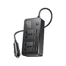 Coverzone Vc07 200w Araç İçi İnvertör 220v Ac Güç Dönüştürücü, 2 Ac Priz, 2 Usb-a Qc3.0, 2 Usb-c Pd Hızlı Şarj, 12v Çakmak Girişli, 50 Cm Kablolu Car Power Inverter Yesido Vc07