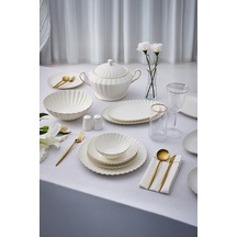 Aryıldız Sintra Gold 60 Parça 12 Kişilik Yemek Takımı Beyaz - Gold