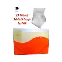 Körüklü Dosya Lastikli 13 Bölmeli Turuncu
