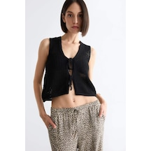 Defacto Regular Fit V Yaka Önden Bağlamalı Bluz E9864ax25smbk34 Siyah
