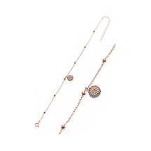 Gümüş Göz Ve Toplu Zincir Halhal Barcode Gümüş - Rose Gold