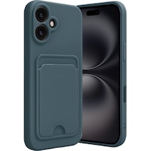 Apple iPhone Uyumlu 16 Kılıf Kelvin Kartvizitli Silikon - Koyu Yeşil