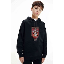 Tshirthane The Rock Logo Baskılı Unisex Çocuk Kapüşonlu Siyah Sweatshirt (528745381) Siyah