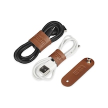 Bubm Lxdc 3 Adet Deri Kablo Askıları Kablo Bağı Sarar Kordon Yönetim Tutucu - Kahverengi