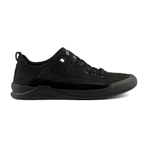Gamelu Punch Lastik Bağ Keten Memory Foam Sneaker Ayakkabı Siyah